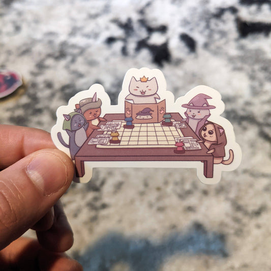 Cats Playing RPG Tabletop Gaming Sticker - 2.5"