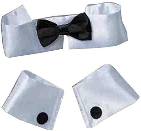 Black and White Bow Tie Collar and Cuff Set Costume Accessory