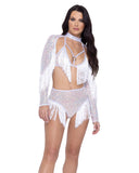 Sequin Fishnet High Waisted Shorts