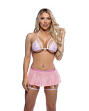 2PC Sequin Bikini Set with Attached Garters
