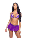 2PC Sequin Bikini Set with Attached Garters