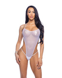 Holographic Fishnet High Cut Romper