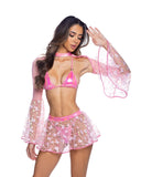 2PC Metallic Iridescent Bikini Set with Ring Detail