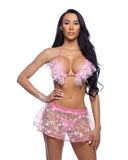 Bikini Top with Butterfly & Sequin Trim & Heart Hardware