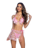 Bikini Top with Butterfly & Sequin Trim & Heart Hardware