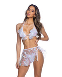 Bikini Top with Butterfly & Sequin Trim & Heart Hardware