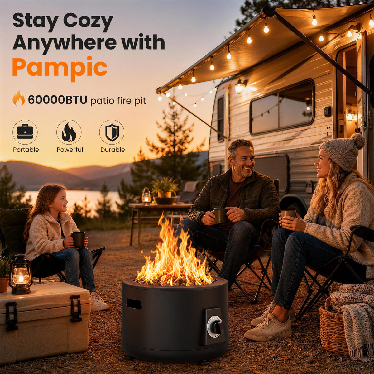 Pyra Base Portable Fire Pit, 60,000 BTU