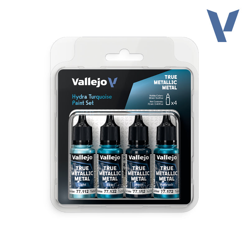 Vallejo True Metallic Metal: Paint Set - Hydra Turquoise (4)