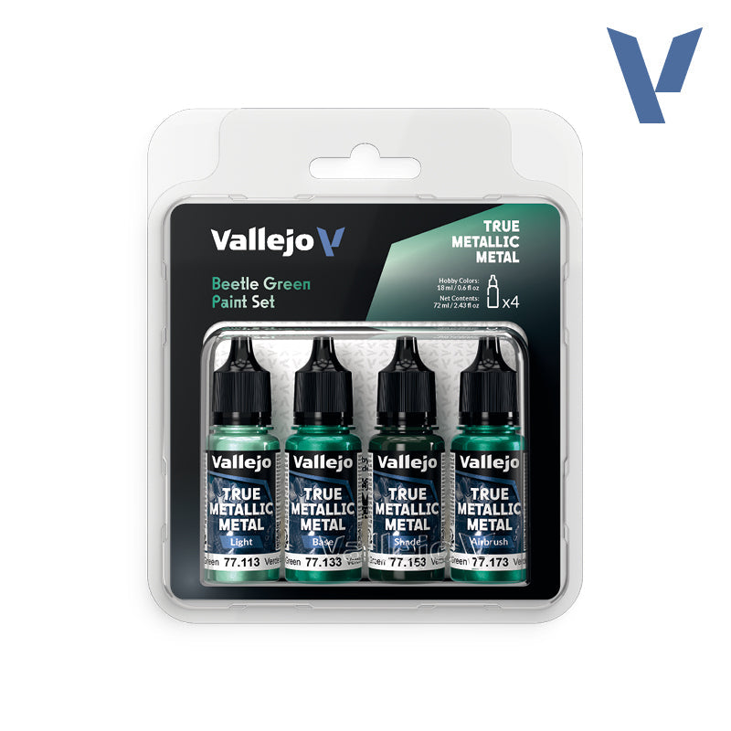Vallejo True Metallic Metal: Paint Set - Beetle Green (4)