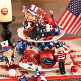 USA Flag Inspired Patriotic Ornament Set, 70pc Red White Blue Baubles