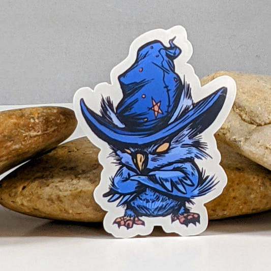Chibi Wizard Crow Halloween Sticker - 2.5"