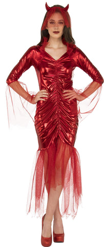 Womens Red Devil Bride Costume Dress