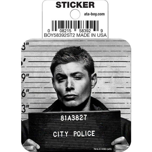Ata-Boy Stickers: Die Cut Vinyl Sticker - 3" - Supernatural - Dean Winchester - Mugshot