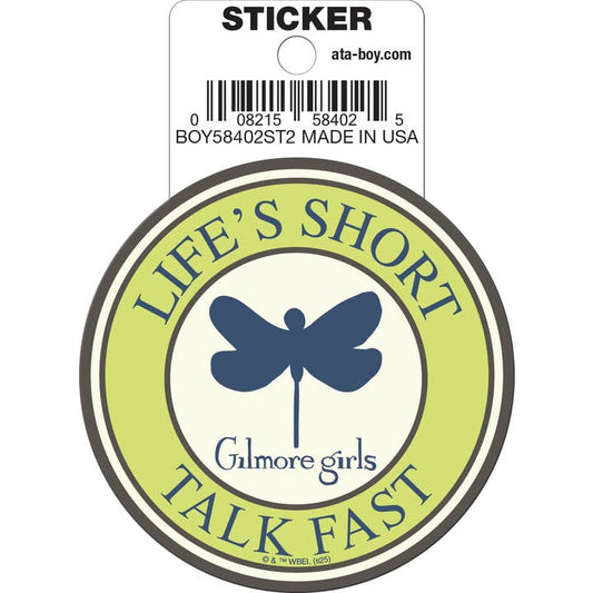 Ata-Boy Stickers: Die Cut Vinyl Sticker - 3" -  Gilmore Girls - Life's Short Talk Fast