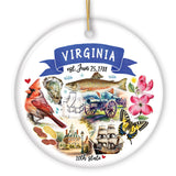 Artistic Virginia State Themes and Landmarks Christmas Ornament