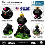 (Pre-Order) Black Lab Glass Christmas Ornament, Labrador Retriever Dog Gift