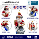 (Pre-Order) DJ Santa Spinning Christmas Party Glass Ornament, Headphones and Music Star Hipster Tree Decor
