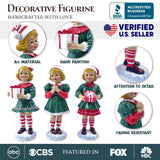 (Pre-Order) Elegant Victorian Christmas Girl Set of Three Figurines, 6" Holiday Home Decor