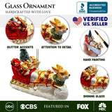 (Pre-Order) Enchanting Hare and Sleigh Glass Christmas Ornament, Elegant Hand Blown Tree Decor