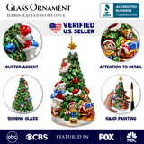 (Pre-Order) Festive Snowman and Christmas Tree Glass Ornament
