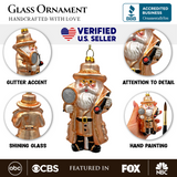 (Pre-Order) Santa the Detective Glass Christmas Ornament, Criminal Police Investigator Gift