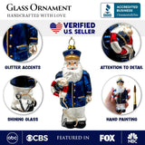 (Pre-Order) Santa the Ship Captain Glass Ornament, Gift for Boat Commander of the Seas