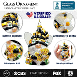 (Pre-Order) Sparkling Bee Gnome Glass Christmas Ornament, Bumblebee Themed Holiday Decor