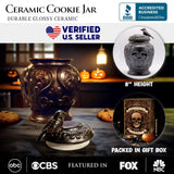 (Pre-Order) Spooky Urn 8" Cookie Jar, Ceramic Gothic Halloween Kitchen Decoration