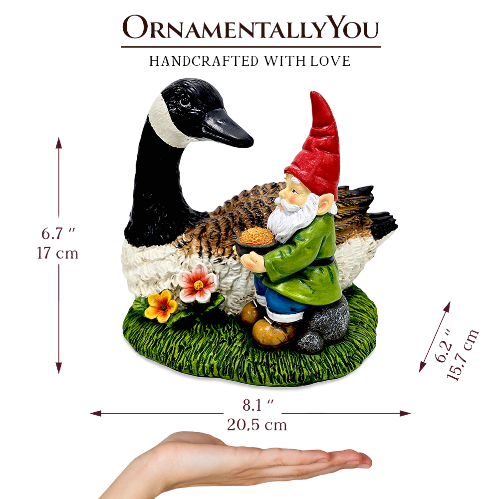 Gus the Canadian Goose & Gnorman the Gnome Garden Statue, 7" Figurine and Outdoor Decoration