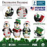 (Pre-Order) Caroling Penguin Trio Set of Christmas Figurines, 6" Winter Holiday Statue Set of Three