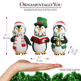 (Pre-Order) Caroling Penguin Trio Set of Christmas Figurines, 6" Winter Holiday Statue Set of Three