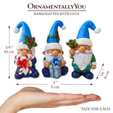 (Pre-Order) Sky Blue Hat Festive Holiday Gnome Set of Three Miniature Christmas Tabletop Figurine Statues