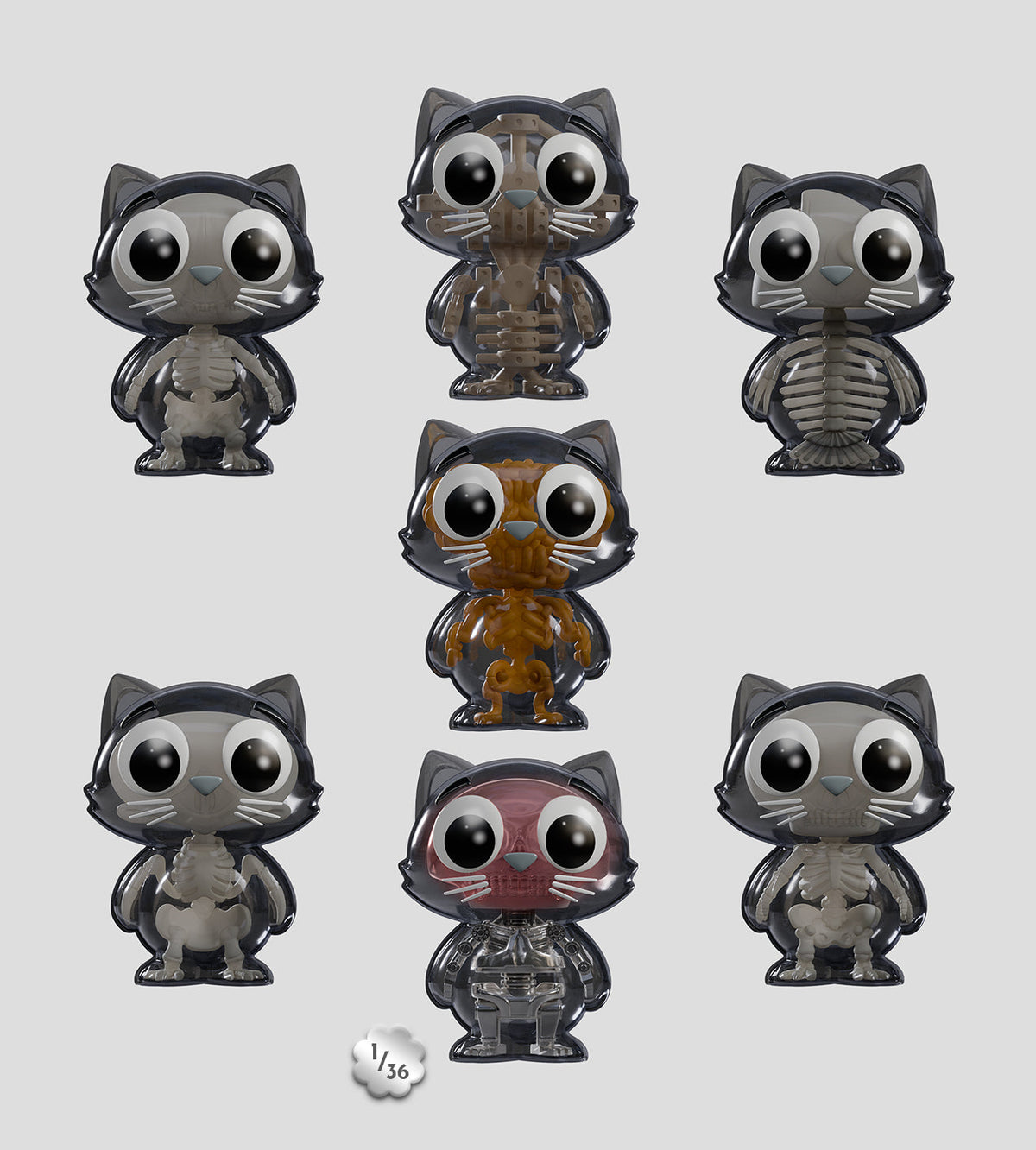 Catscans Bare Bones Blind Box - Charlie the Cat X-Ray Series by Kaleidos Creative