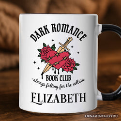 Dark Romance Book Club Personalized Mug, Vintage Gothic Romantasy Bookish Gift with Custom Name