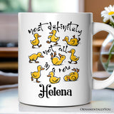 Funny Ducks Not All in a Row Sarcastic Personalized Mug, Mental Health Motivational Gift with Custom Name