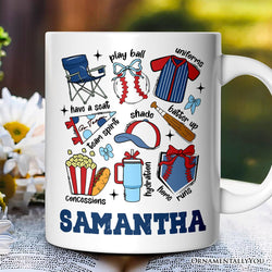 Retro Game Day Baseball Personalized Mug, Sports Lover Gift with Custom Name