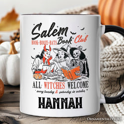 Salem Book Club Witches Personalized Mug, Spooky Halloween Reading Girl Gift with Custom Name