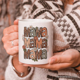 Leopard Mama Floral Mug, Retro Wildflowers Gift for Mothers