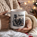 Homebody Reading Skeleton Personalized Mug, Funny Lazy Selfcare Gift with Custom Name