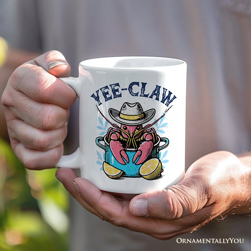 Crawfish Yee-Claw Western Cowboy Personalized Mug, Summer Boil Season Gift with Custom Name for Fisherman