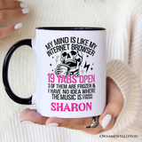 My Mind is Like My Internet Browser Personalized Mug, Sassy Overstimulated Skeleton Funny Gift with Custom Name