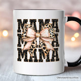 Glitter Leopard Mama Personalized Mug, Coquette Bow Glam Gift with Custom Name