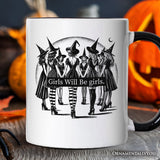 Girls Will Be Girls Personalized Mug, Witchy Halloween Gift with Custom Name for Empowered Women