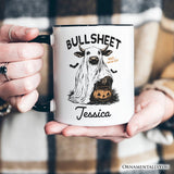 Bullsheet Halloween Bull Personalized Mug, Hilarious Cow Gift with Custom Name