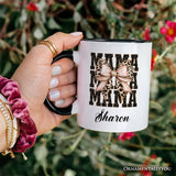 Glitter Leopard Mama Personalized Mug, Coquette Bow Glam Gift with Custom Name