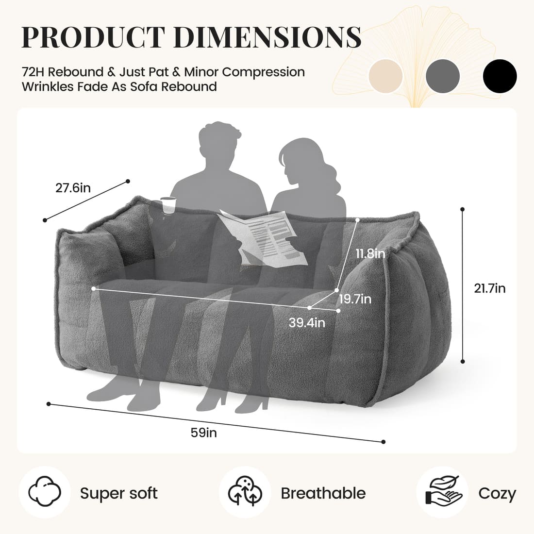 2-Seat Teddy Bean Bag Sofa