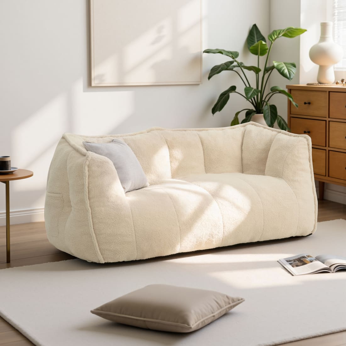 2-Seat Teddy Bean Bag Sofa