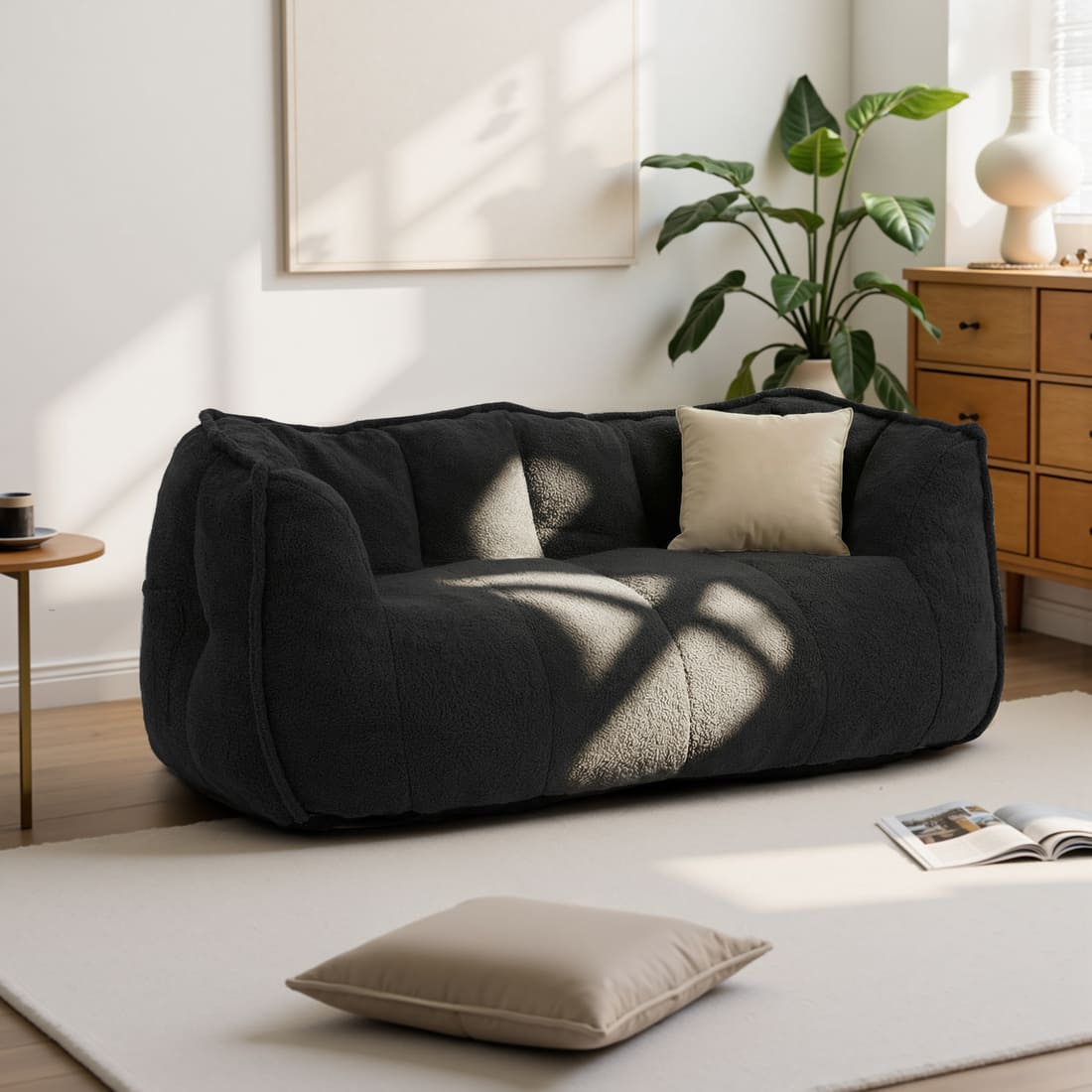 2-Seat Teddy Bean Bag Sofa