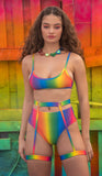 Rainbow Tricot Rave Garter