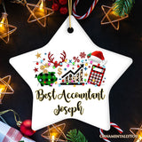 Personalized Finance Professional Buffalo Plaid Christmas Ornament, Custom Accountant and Financial Advisor Gift